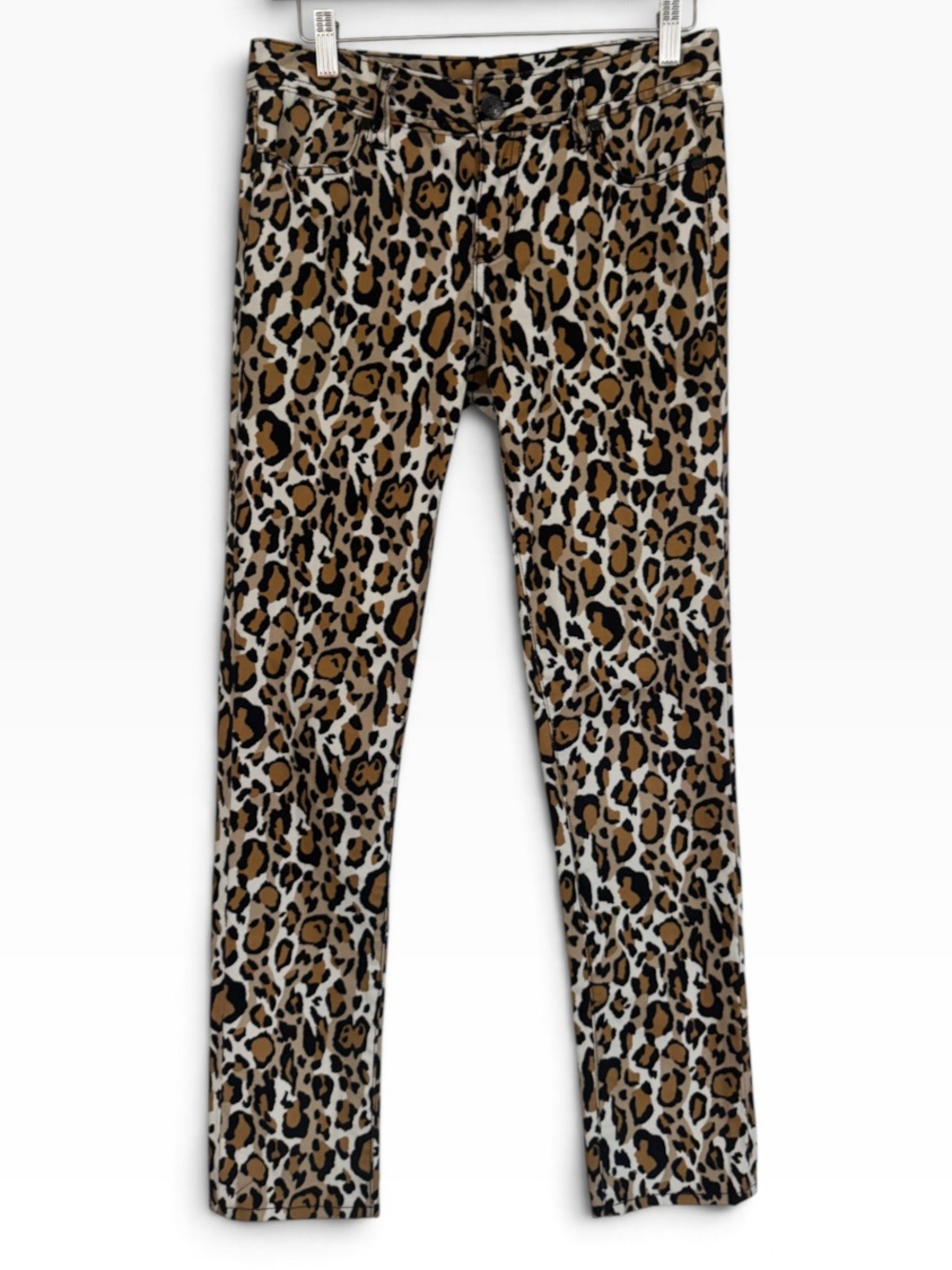 Tory Burch Leopard Print Low Rise Super Skinny Jeans